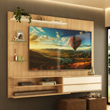 Centro de Entretenimiento Castaño 213x171cm Para TV Hasta 65" Pulgadas con Siete Compartimientos y con Ranura para Cables