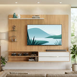 Centro de Entretenimiento Castaño 213x171cm Para TV Hasta 65" Pulgadas con Siete Compartimientos y con Ranura para Cables