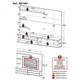 Centro de Entretenimiento Castaño 213x171cm Para TV Hasta 65" Pulgadas con Siete Compartimientos y con Ranura para Cables