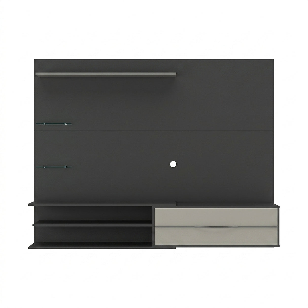 Centro de Entretenimiento Negro Mate 213x171cm Para TV Hasta 65" Pulgadas con Siete Compartimientos y con Ranura para Cables