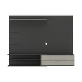 Centro de Entretenimiento Negro Mate 213x171cm Para TV Hasta 65" Pulgadas con Siete Compartimientos y con Ranura para Cables