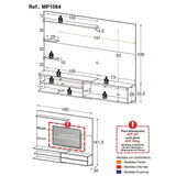 Centro de Entretenimiento Negro Mate 213x171cm Para TV Hasta 65" Pulgadas con Siete Compartimientos y con Ranura para Cables