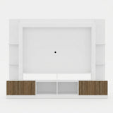 Centro de Entretenimiento Blanco 213x171cm Para TV Hasta 65" Pulgadas con Diez Compartimientos y con Ranura para Cables