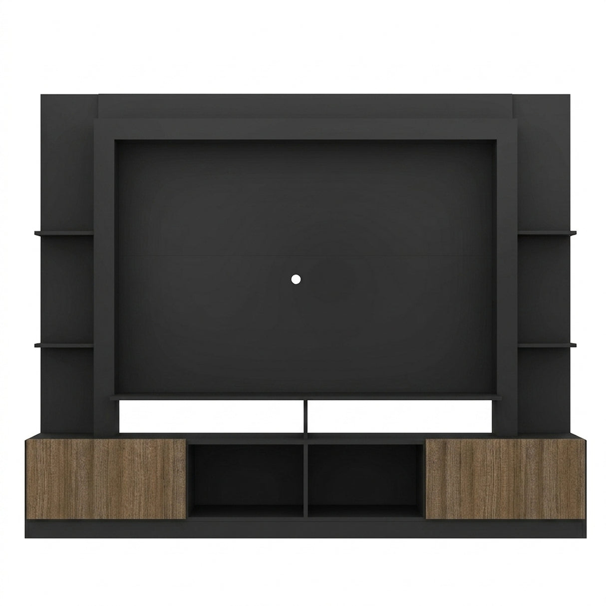 Centro de Entretenimiento Negro Mate 213x171cm Para TV Hasta 65" Pulgadas con Diez Compartimientos y con Ranura para Cables
