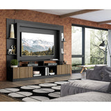 Centro de Entretenimiento Negro Mate 213x171cm Para TV Hasta 65" Pulgadas con Diez Compartimientos y con Ranura para Cables