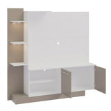 Centro de Entretenimiento Blanco y Gris 165x164cm Para TV Hasta 55" Pulgadas con Seis Compartimientos y con Ranura para Cables