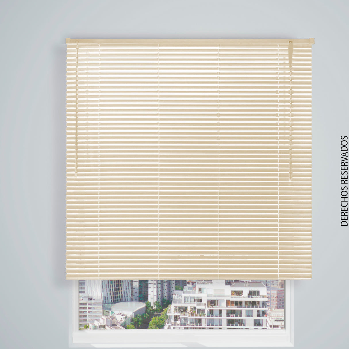 Persiana Horizontal Crema 100x140cm de Apertura Vertical con Soporte Propio