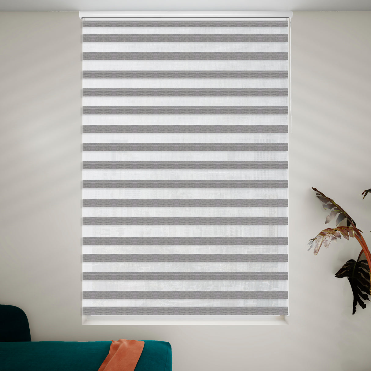 Cortina Roller Duo Elegance Gris 100x170cm Enrollable de Rayas Apertura Vertical y con Sistema Propio