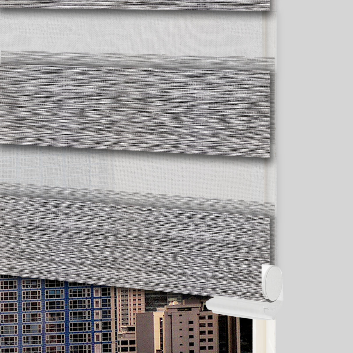 Cortina Roller Duo Elegance Gris 100x170cm Enrollable de Rayas Apertura Vertical y con Sistema Propio