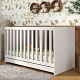 Cuna 3 en 1 Madera Clara Natural y Blanco 66x80cm para Colchón Infantil 60 X 130 Cm con Colchón y sin Cabecero