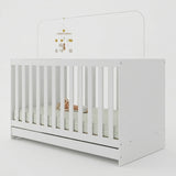 Cuna 3 en 1 Madera Clara Natural y Blanco 66x80cm para Colchón Infantil 60 X 130 Cm con Colchón y sin Cabecero