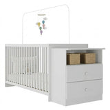 Cuna con Cómoda Blanco 68x73cm para Colchón Infantil 60 X 130 Cm con Colchón y sin Cabecero