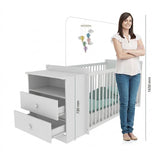 Cuna con Cómoda Blanco 68x73cm para Colchón Infantil 60 X 130 Cm con Colchón y sin Cabecero