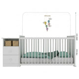 Cuna con Cómoda Blanco 68x73cm para Colchón Infantil 60 X 130 Cm con Colchón y sin Cabecero