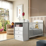 Cuna con Cómoda Blanco 68x91cm para Colchón Infantil 60 X 130 Cm con Colchón y sin Cabecero