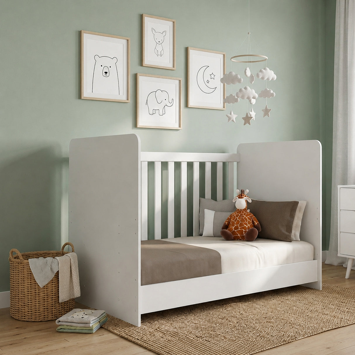 Cuna 3 en 1 Blanco 79x98cm para Colchón Infantil 60 X 130 Cm con Colchón y sin Cabecero