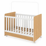 Cuna 3 en 1 Café Claro 78x98cm para Colchón Infantil 60 X 130 Cm con Colchón y sin Cabecero