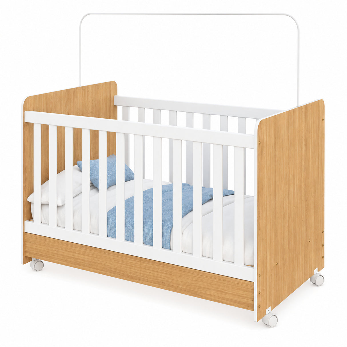 Cuna 3 en 1 Café Claro 78x98cm para Colchón Infantil 60 X 130 Cm con Colchón y sin Cabecero