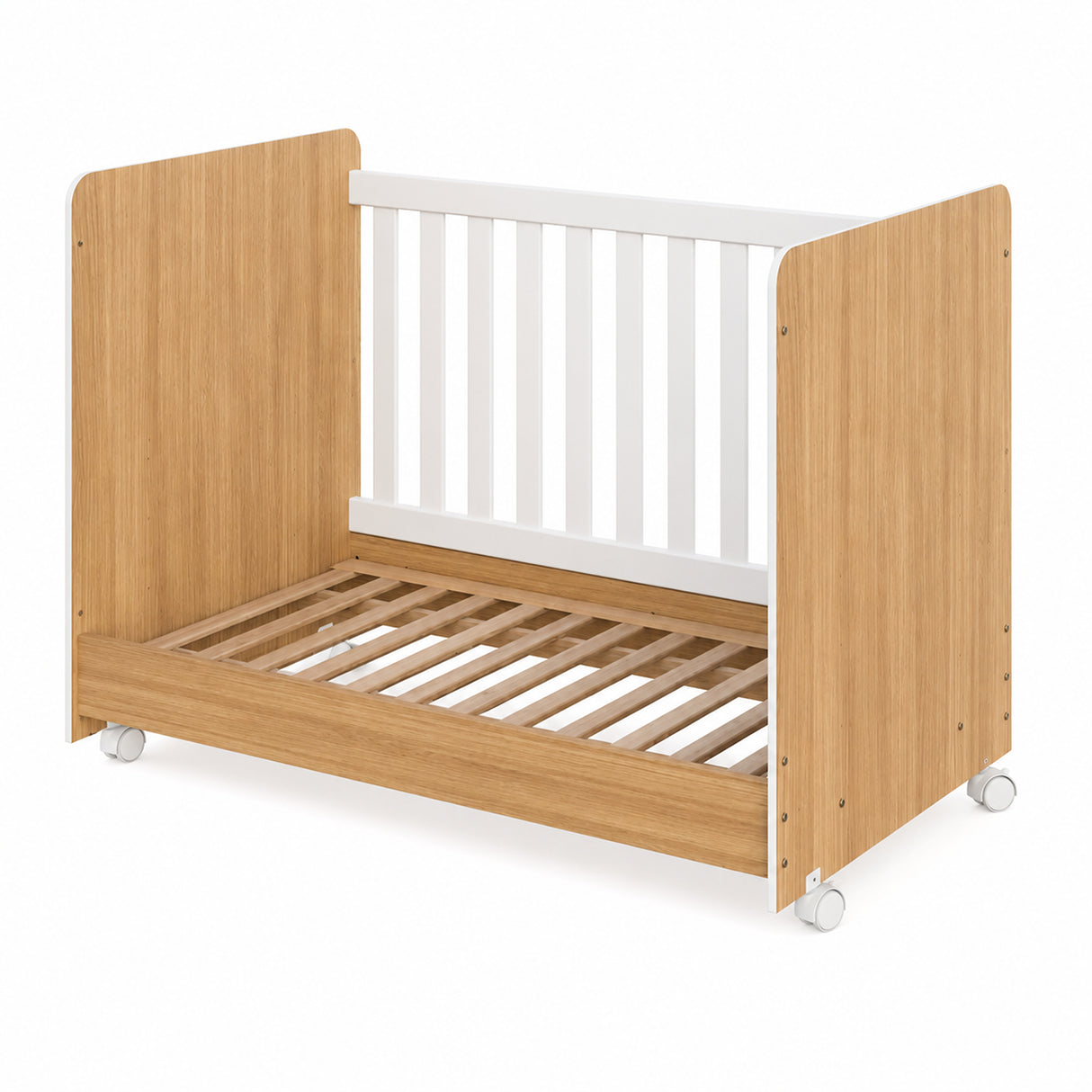 Cuna 3 en 1 Café Claro 78x98cm para Colchón Infantil 60 X 130 Cm con Colchón y sin Cabecero