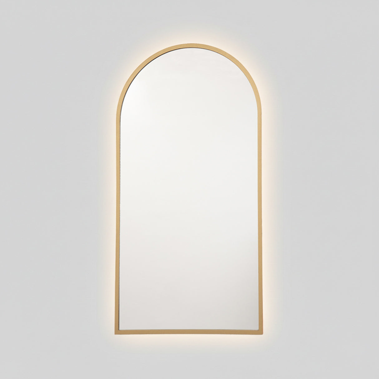 Espejo de Pared Led Dorado 50x100cm de Arco Superior Luz Cálida con Marco En Madera