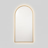 Espejo de Pared Led Dorado 50x100cm de Arco Superior Luz Cálida con Marco En Madera