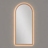 Espejo de Pared Led Oro Rosa 50x100cm de Arco Superior Luz Cálida con Marco En Madera