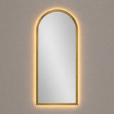 Espejo de Pared Led Dorado 60x120cm de Arco Superior Luz Cálida con Marco En Madera