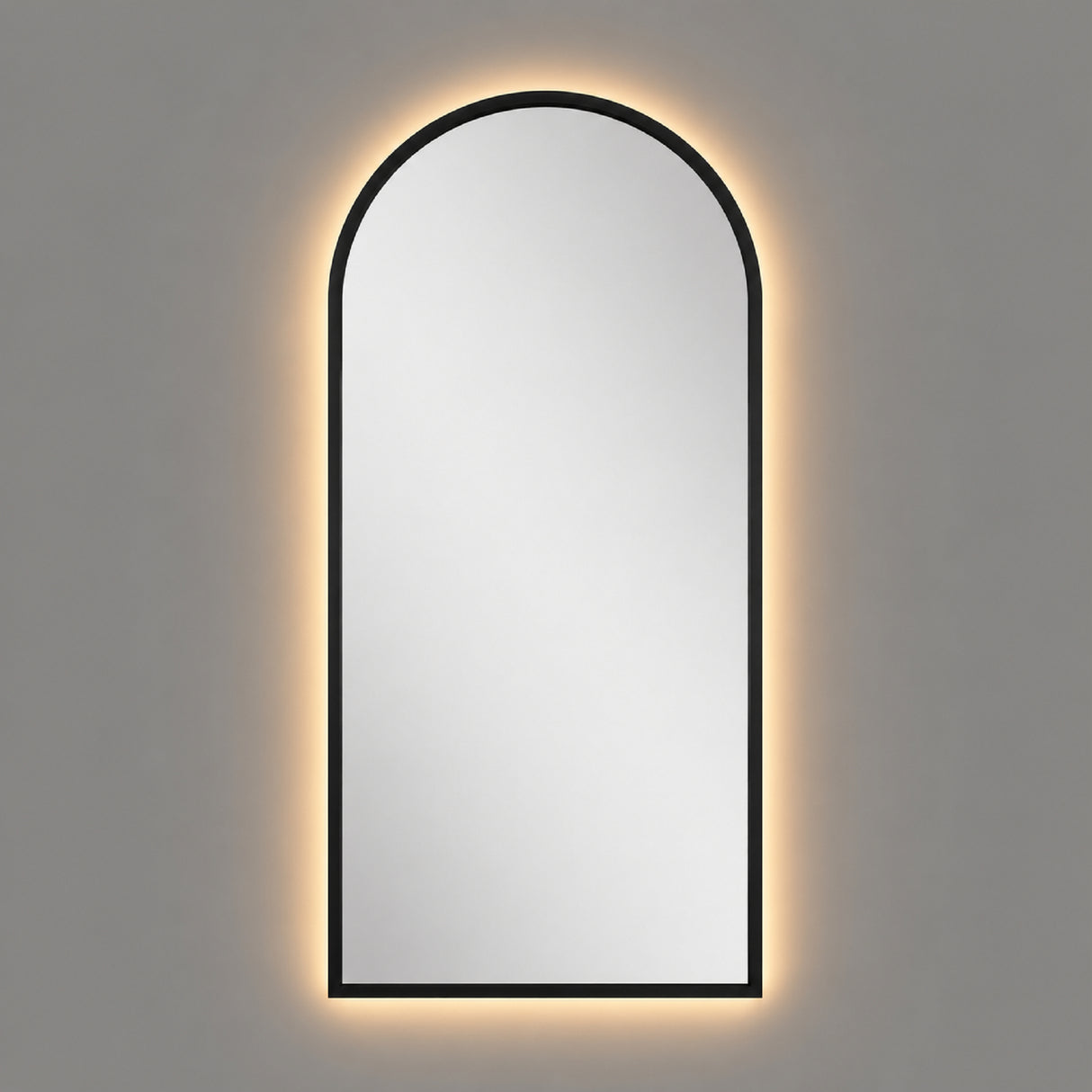 Espejo de Pared Led Negro 60x120cm de Arco Superior Luz Cálida con Marco En Madera
