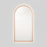Espejo de Pared Led Oro Rosa 60x120cm de Arco Superior Luz Cálida con Marco En Madera
