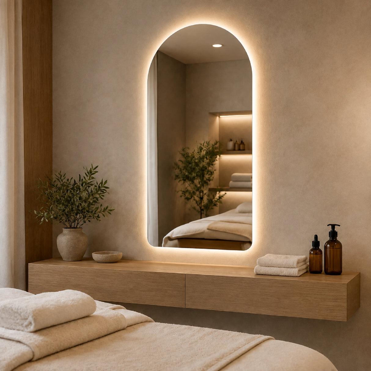 Espejo de Pared Led Verona 60x120cm de Arco Superior Luz Cálida