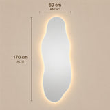 Espejo de Pared Led Bergen 60x170cm Asimetrico Luz Cálida
