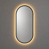 Espejo de Pared Led Negro 40x80cm Ovalado Luz Cálida con Marco En Madera