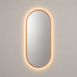 Espejo de Pared Led Oro Rosa 40x80cm Ovalado Luz Cálida con Marco En Madera