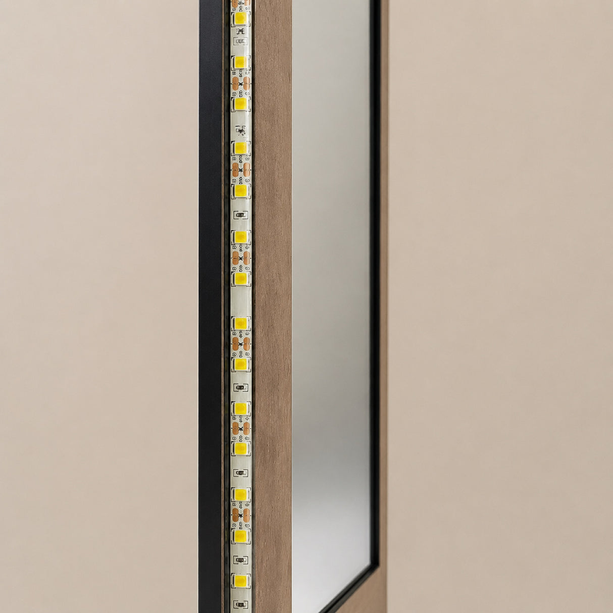 Espejo de Pared Led Oro Rosa 40x80cm Ovalado Luz Cálida con Marco En Madera