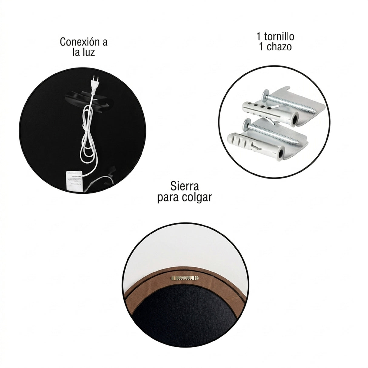 Espejo de Pared Led Oro Rosa 40x80cm Ovalado Luz Cálida con Marco En Madera