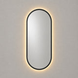 Espejo de Pared Led Negro 50x100cm Ovalado Luz Cálida con Marco En Madera