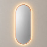 Espejo de Pared Led Oro Rosa 60x120cm Ovalado Luz Cálida con Marco En Madera