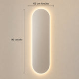 Espejo de Pared Led Porto 45x140cm Ovalado Luz Cálida