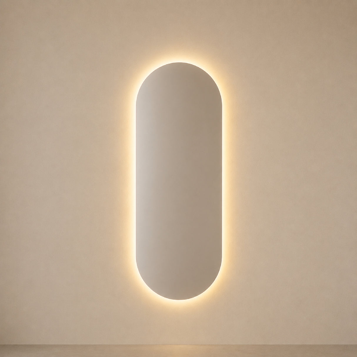 Espejo de Pared Led Porto 60x120cm Ovalado Luz Cálida con Marco En Madera