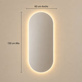 Espejo de Pared Led Porto 60x120cm Ovalado Luz Cálida con Marco En Madera