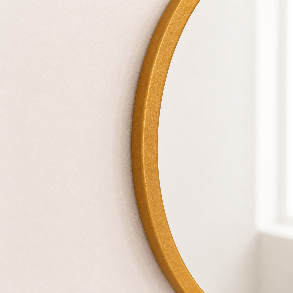 Espejo de Pared Led Dorado 40x40cm Redondo Luz Cálida con Marco En Madera