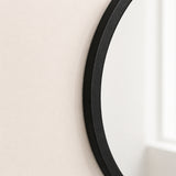 Espejo de Pared Led Negro 40x40cm Redondo Luz Cálida con Marco En Madera