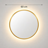 Espejo de Pared Led Dorado 60x60cm Redondo Luz Cálida con Marco En Madera