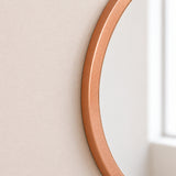 Espejo de Pared Led Oro Rosa 60x60cm Redondo Luz Cálida con Marco En Madera
