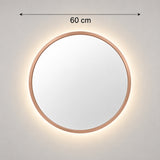 Espejo de Pared Led Oro Rosa 60x60cm Redondo Luz Cálida con Marco En Madera