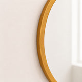 Espejo de Pared Led Dorado 80x80cm Redondo Luz Cálida con Marco En Madera