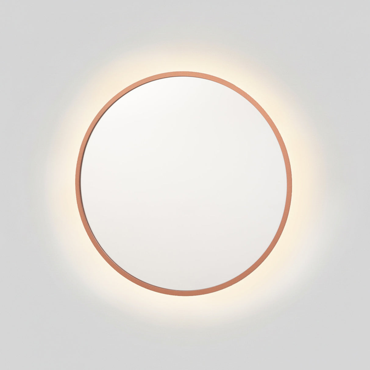 Espejo de Pared Led Oro Rosa 80x80cm Redondo Luz Cálida con Marco En Madera