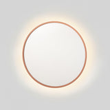 Espejo de Pared Led Oro Rosa 80x80cm Redondo Luz Cálida con Marco En Madera