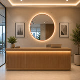 Espejo de Pared Led Oro Rosa 80x80cm Redondo Luz Cálida con Marco En Madera