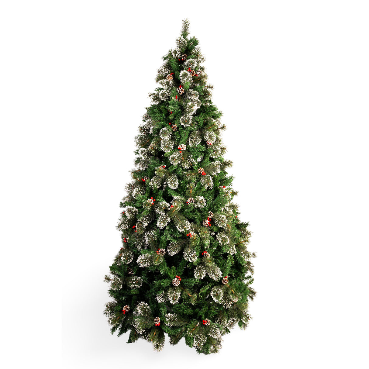 Árbol de Navidad Punta Nieve Piña Verde y Blanco Nieve 120x210cm de Piso
